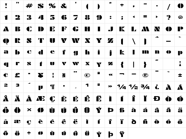 VerticalSmudge94 Regular Character Map VerticalSmudge94 Regular Character Map