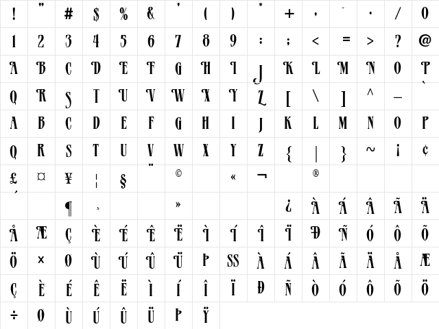 Verve Regular Character Map