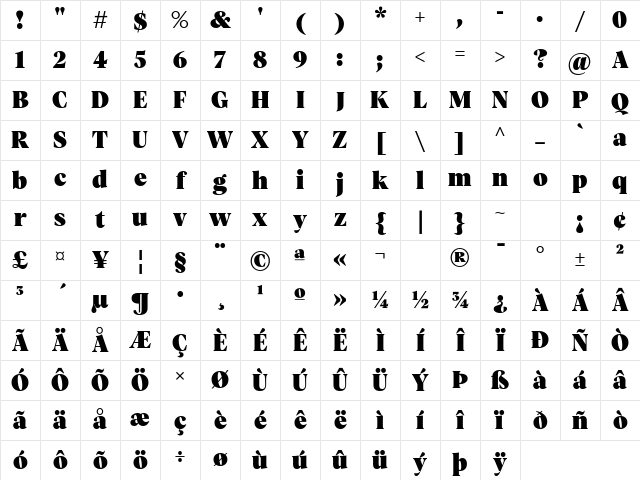 Vesterbro Poster Regular Character Map Vesterbro Poster Regular Character Map