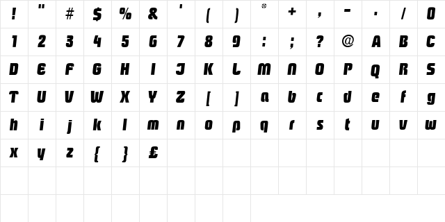 Nightmare Italic Character Map