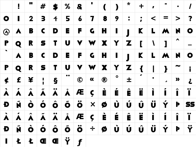 Viafont Regular Character Map