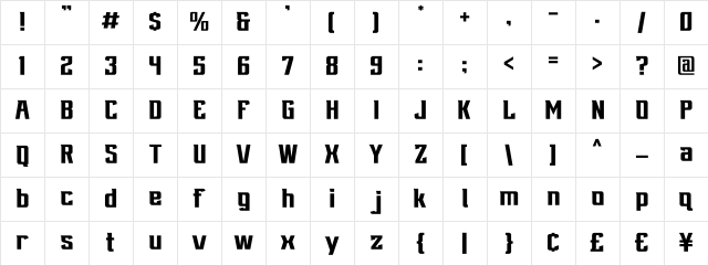 Vicious Bold Character Map