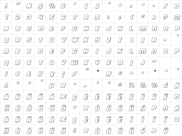 Victory Comics Outline Semi-Italic Outline Semi-Italic Character Map