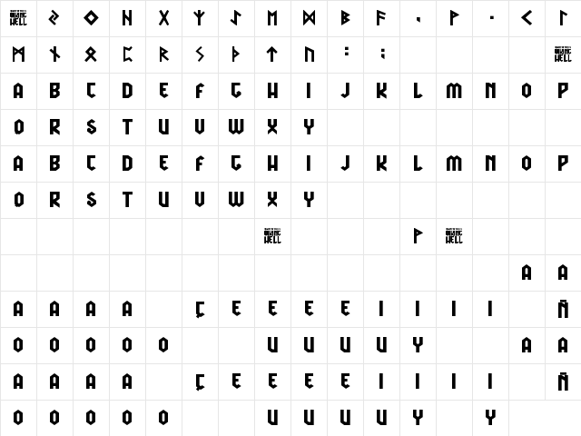 Viking Hell Regular Character Map Viking Hell Regular Character Map