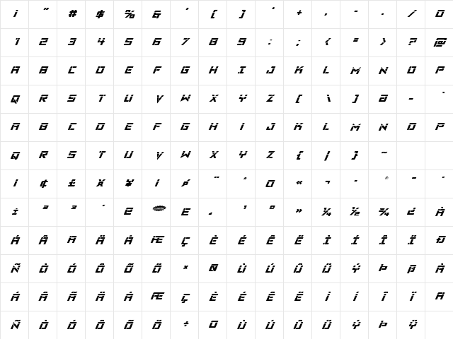 Viking Squad Laser Italic Italic Character Map Viking Squad Laser Italic Italic Character Map