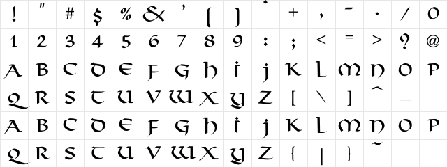 Viking Regular Character Map