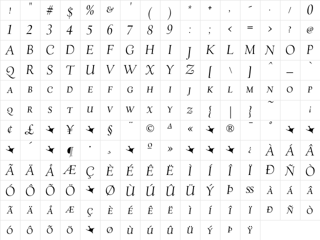 Village ItalicSmallcapsTitling Character Map Village ItalicSmallcapsTitling Character Map