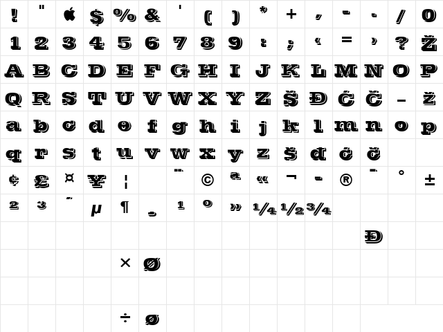 Vineta BT Regular Character Map
