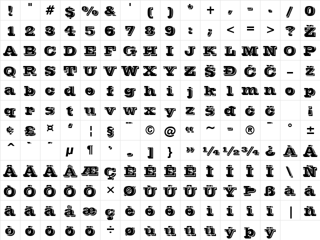 Vineta Regular Character Map