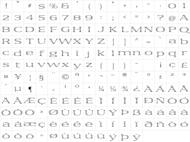 Viva Std Light ExtraExtended Character Map