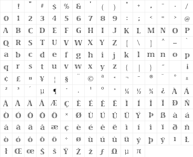 Viva Std Regular Character Map Viva Std Regular Character Map