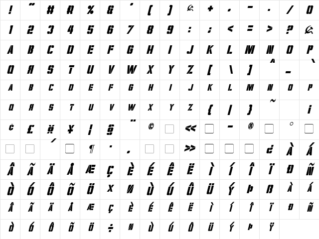 Volkoff Italic Character Map Volkoff Italic Character Map