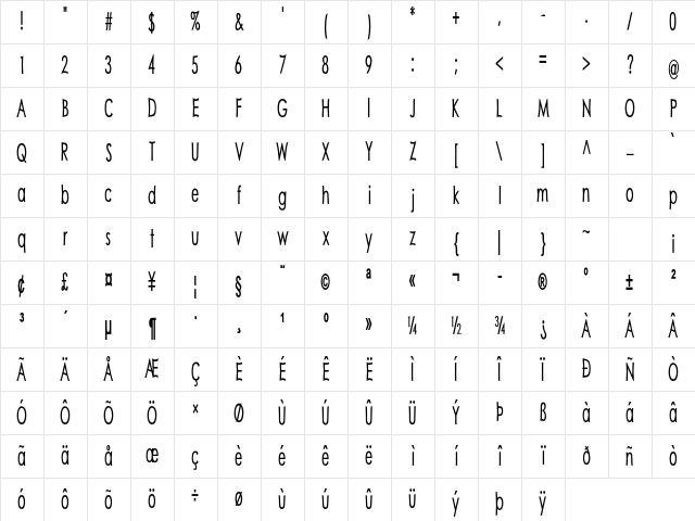 Voltagio Extra-condensed Bold Character Map Voltagio Extra-condensed Bold Character Map