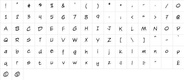 Nightwatcher BB Regular Character Map