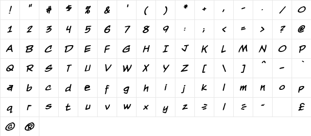 Nightwatcher BB Bold Character Map