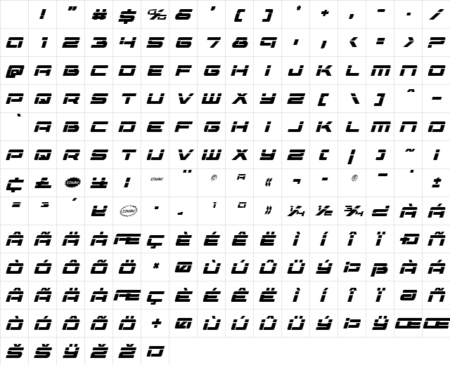 Vorpal Italic Character Map Vorpal Italic Character Map