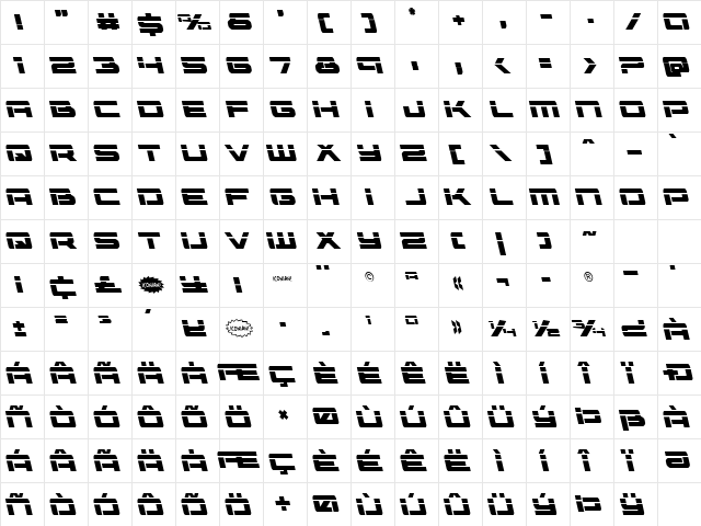 Vorpal Leftalic Italic Character Map Vorpal Leftalic Italic Character Map