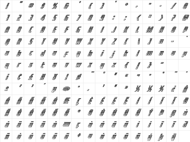Voyage Fantastique Chrome Italic Character Map
