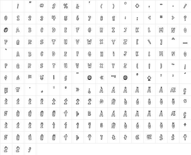 VTCGarageSale Outlined Character Map VTCGarageSale Outlined Character Map