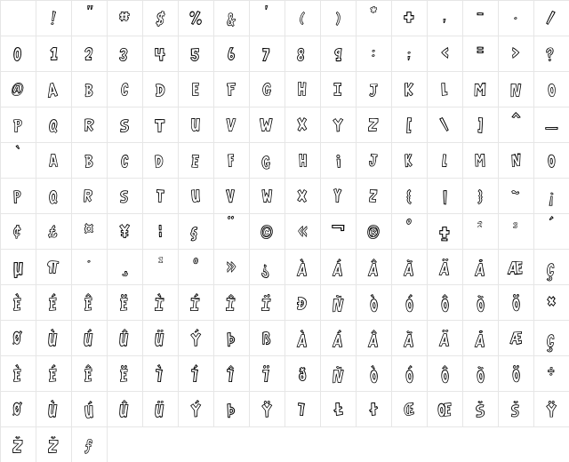 VTCGarageSale Outlined Character Map