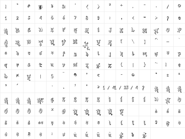 VTKS Good Vibration 2 Regular Character Map