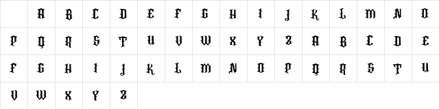 VTKS Rafia Regular Character Map VTKS Rafia Regular Character Map
