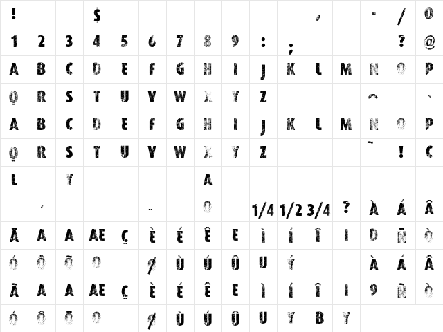 VTKS WORKER Regular Character Map