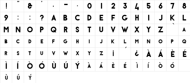Vulpes Regular Character Map