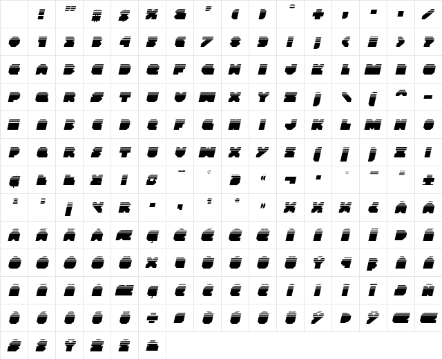 VX Rocket Halftone Italic Character Map VX Rocket Halftone Italic Character Map