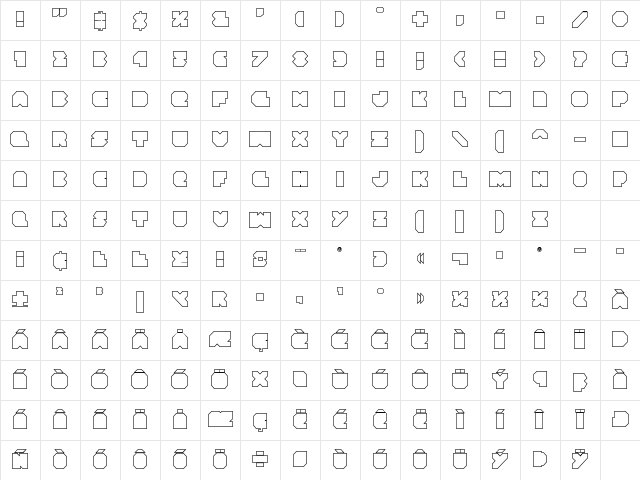 VX Rocket Outline Regular Character Map