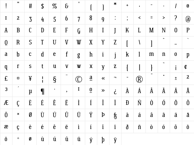 Wagashi Serif Regular Character Map Wagashi Serif Regular Character Map
