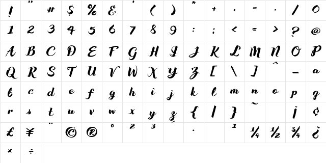 Wake Up Bro Regular Character Map