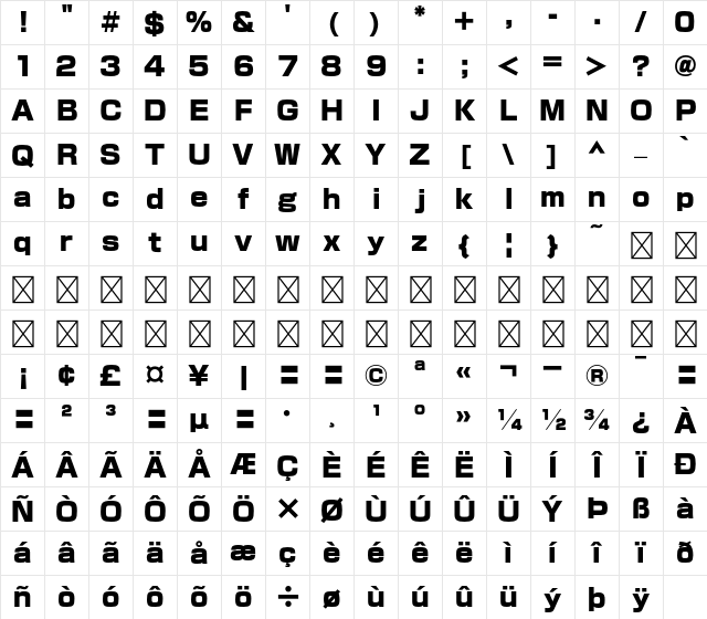 A-OTF WanpakuGN Std U Character Map