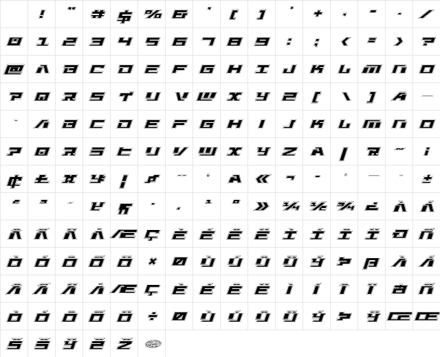 War Machine Academy Italic Character Map War Machine Academy Italic Character Map