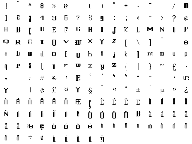 Warehouse Regular Character Map