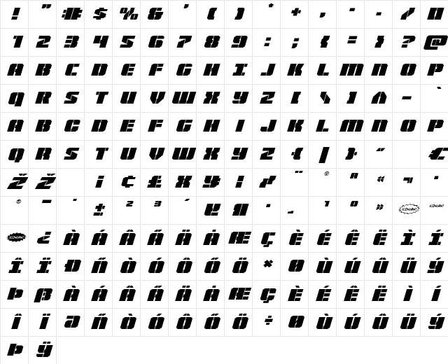 Warp Thruster Expanded Italic Expanded Italic Character Map Warp Thruster Expanded Italic Expanded Italic Character Map