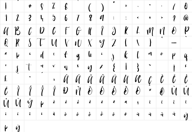 Warrenson Bold Character Map