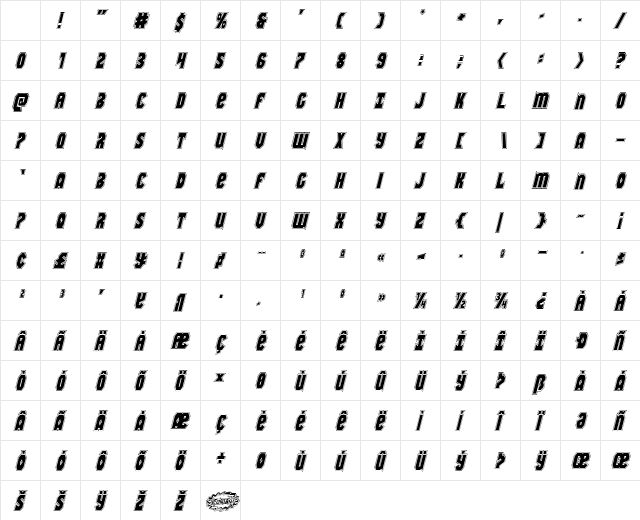 Warrior Nation Academy Italic Character Map Warrior Nation Academy Italic Character Map