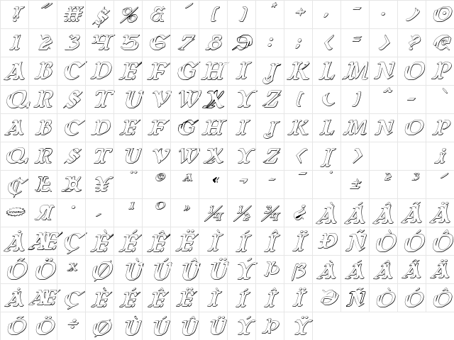 Wars of Asgard 3D Italic Italic Character Map Wars of Asgard 3D Italic Italic Character Map
