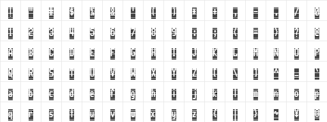 WarText Inverse Regular Character Map