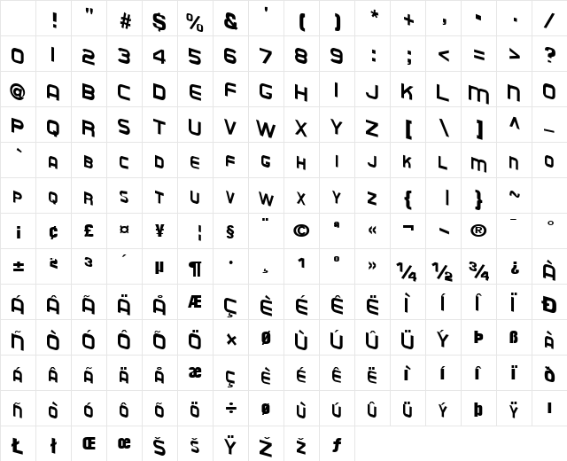 WasteAwayType79 Regular Character Map WasteAwayType79 Regular Character Map