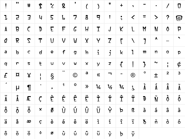 Wasteland Regular Character Map