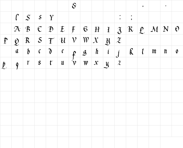Waters Gothic Regular Character Map