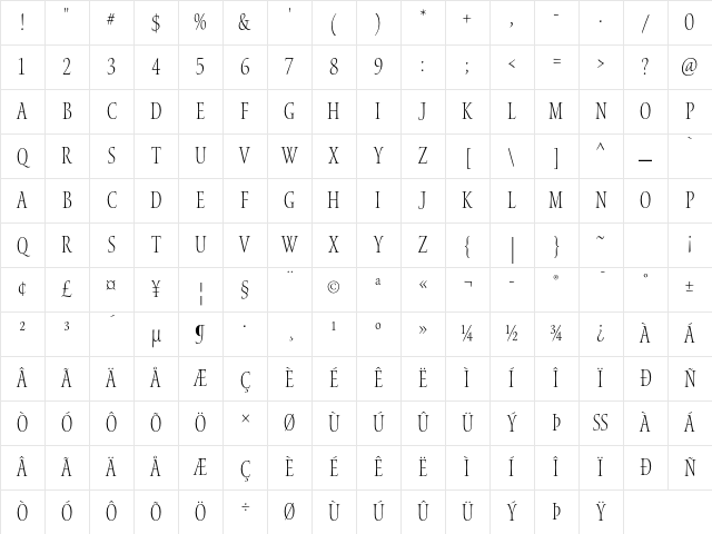 Waters Titling Pro Light Condensed Character Map Waters Titling Pro Light Condensed Character Map
