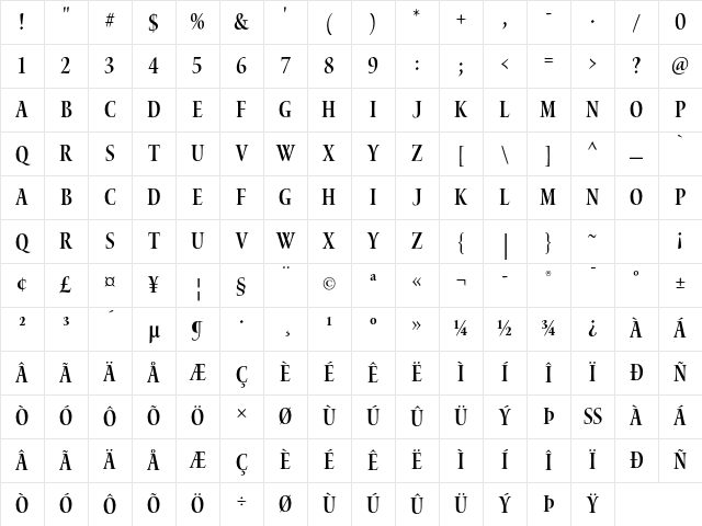 Waters Titling Pro Semibold Condensed Character Map Waters Titling Pro Semibold Condensed Character Map