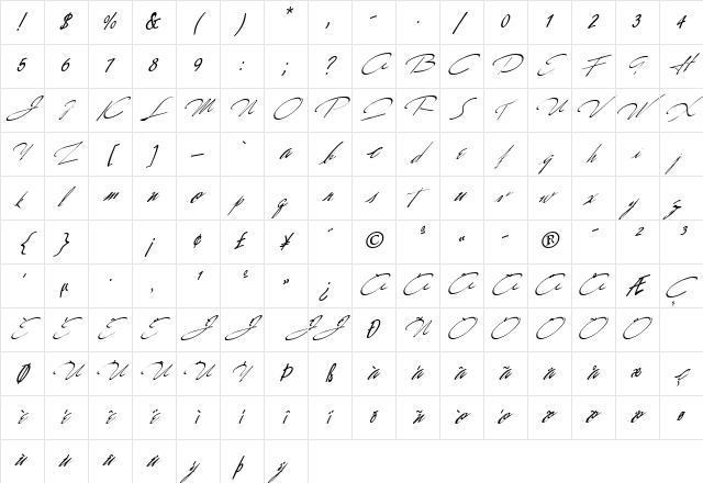 WayFarer10 Regular Character Map