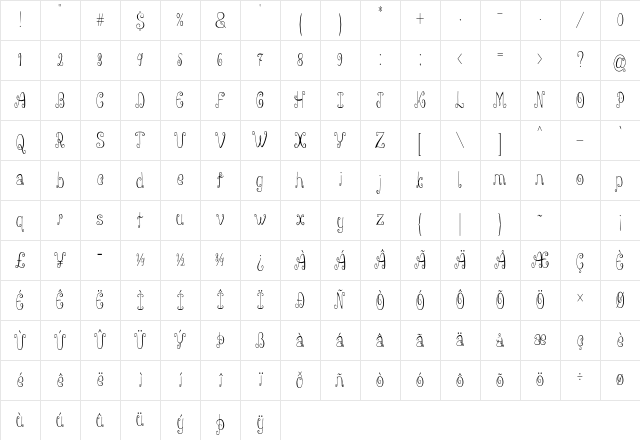 Wazoo Condensed Regular Character Map Wazoo Condensed Regular Character Map
