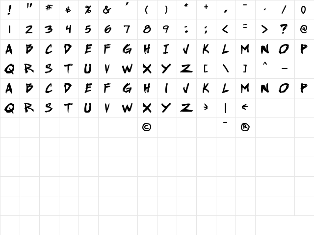 Webcomic Bros Bold Character Map