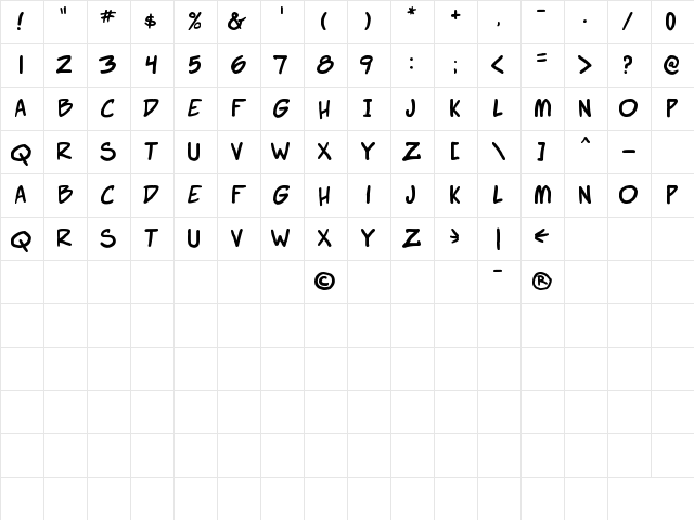 Webcomic Bros Regular Character Map