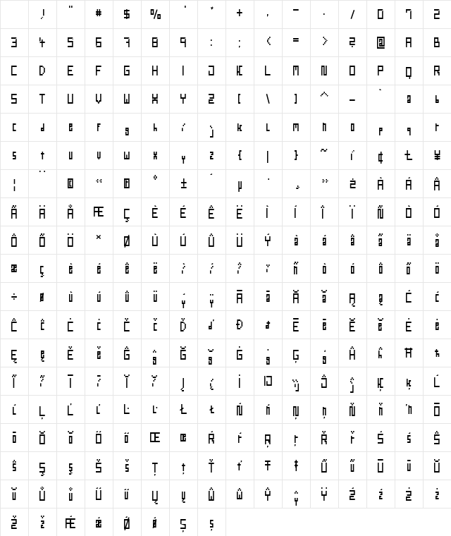 webPixel Regular Character Map webPixel Regular Character Map